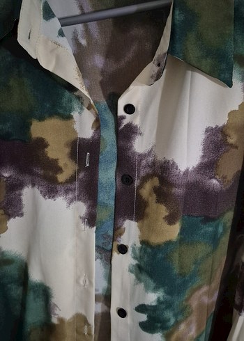 48 Beden çeşitli Renk Bağcıklı Uzun Kollu Tie-Dye Gömlek