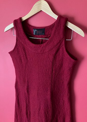 Şule Butik Bordo Kadın Kolsuz Yün Elbise - Görsel 2