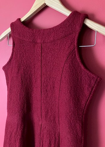 Şule Butik Bordo Kadın Kolsuz Yün Elbise - Görsel 5