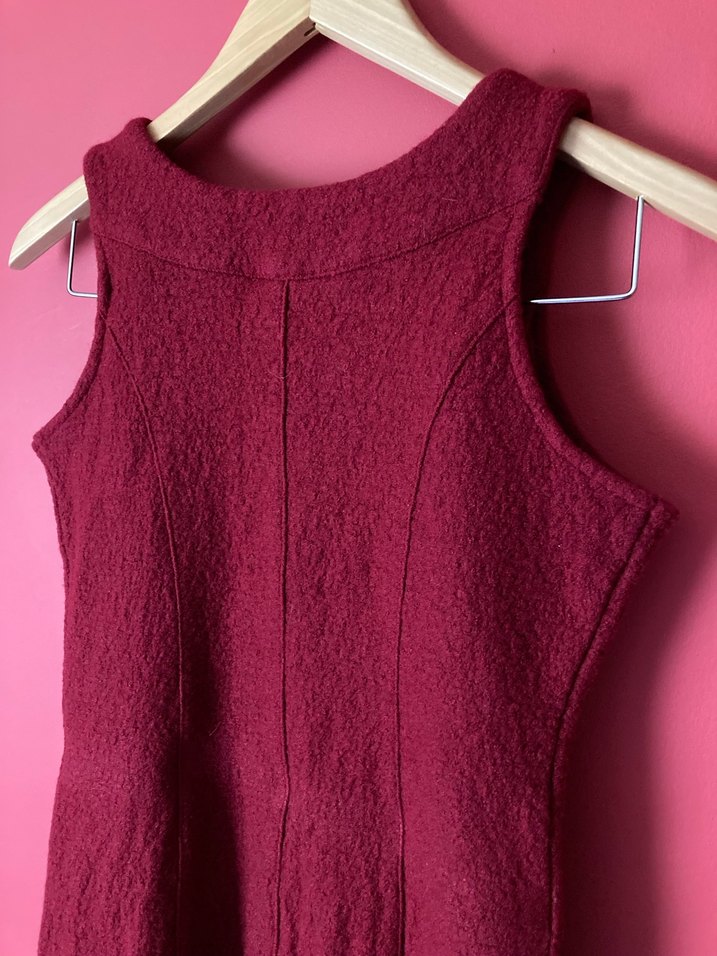 Şule Butik Bordo Kadın Kolsuz Yün Elbise - Görsel 5