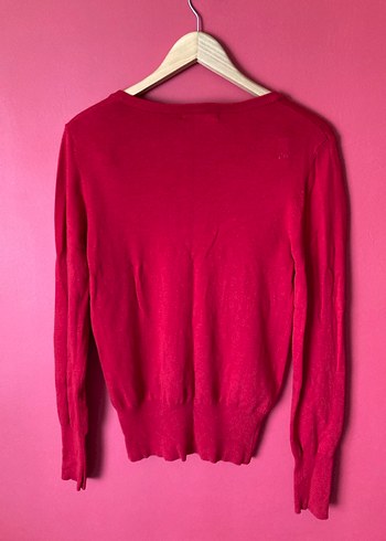 Kırmızı V Yaka Colins Kadın Triko - Görsel 4