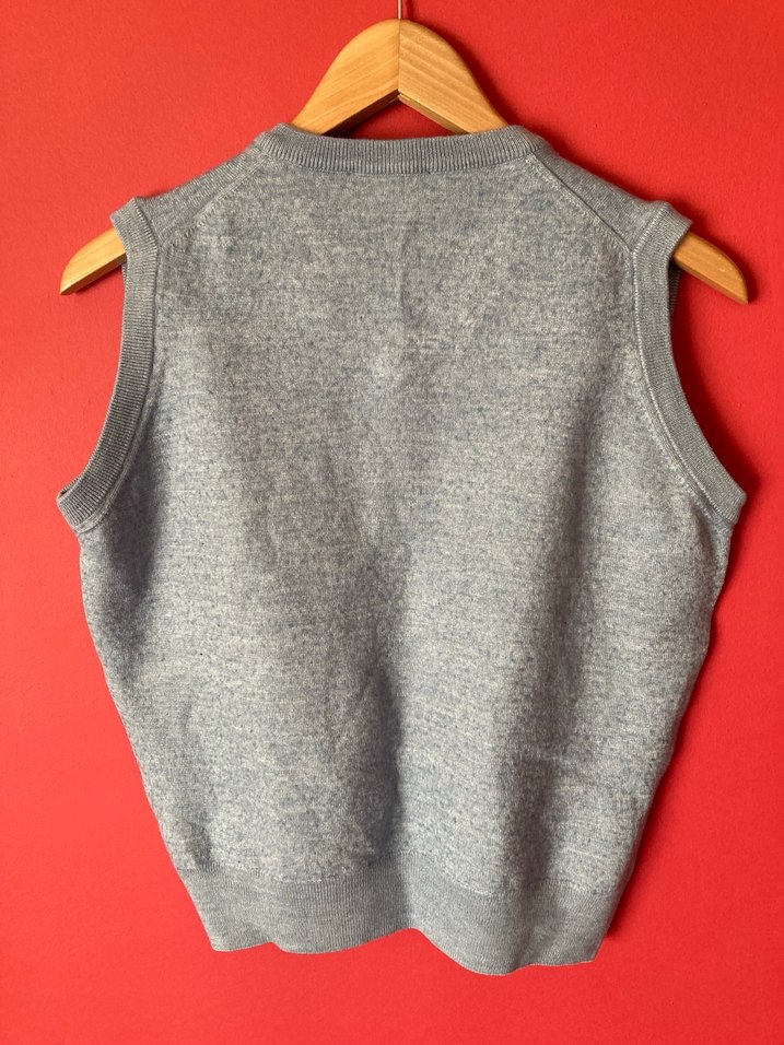 Mavi V Yaka Kiğılı Yün Süveter - Görsel 3