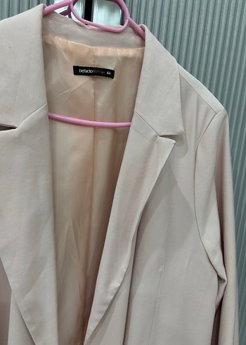 xxl Beden Düğmeli Bej Kadın Blazer Ceket