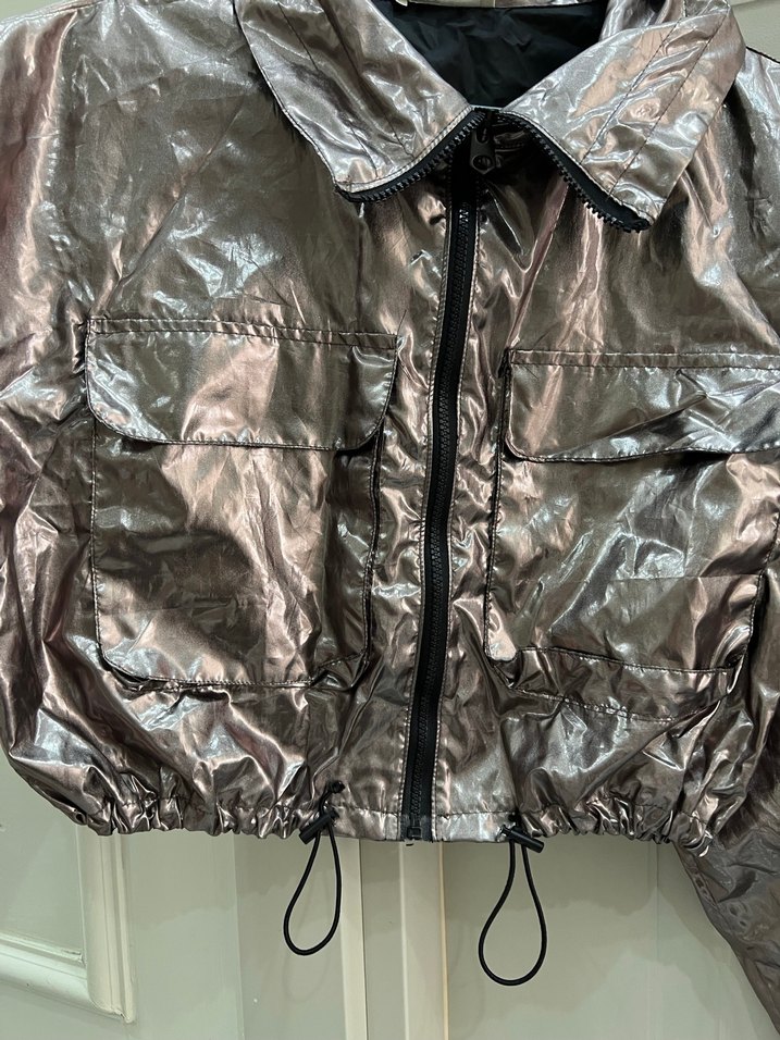 Metalik Kahverengi Uzun Kollu Kadın Ceket - Görsel 2