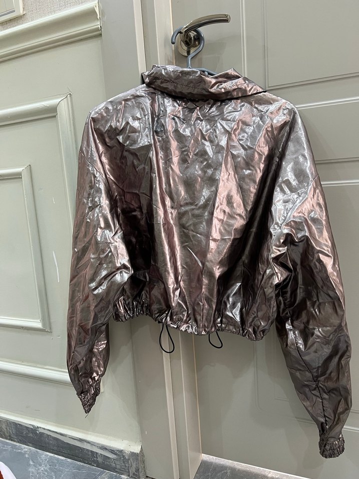 Metalik Parlak Kahverengi Kadın Ceket - Görsel 3