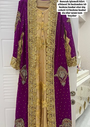 Uzun Mor Nakışlı Kadın Hint Elbisesi - Görsel 5