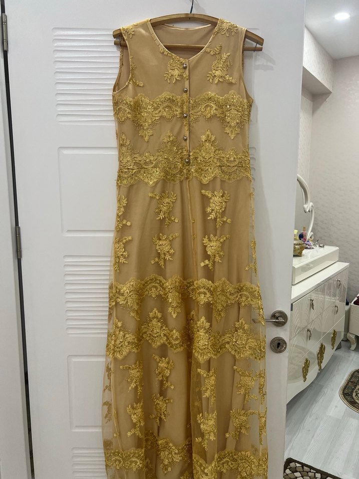 Uzun Mor Nakışlı Kadın Hint Elbisesi - Görsel 4