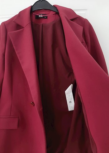 Mürdüm  Düğmeli Kadın Blazer Ceket - Görsel 3