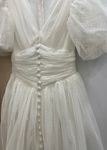 Beyaz Puantiyeli Uzun Bohem Elbise - Görsel 3