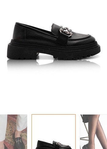 Tokalı Siyah Rugan Platform Topuklu Kadın Loafer - Görsel 4