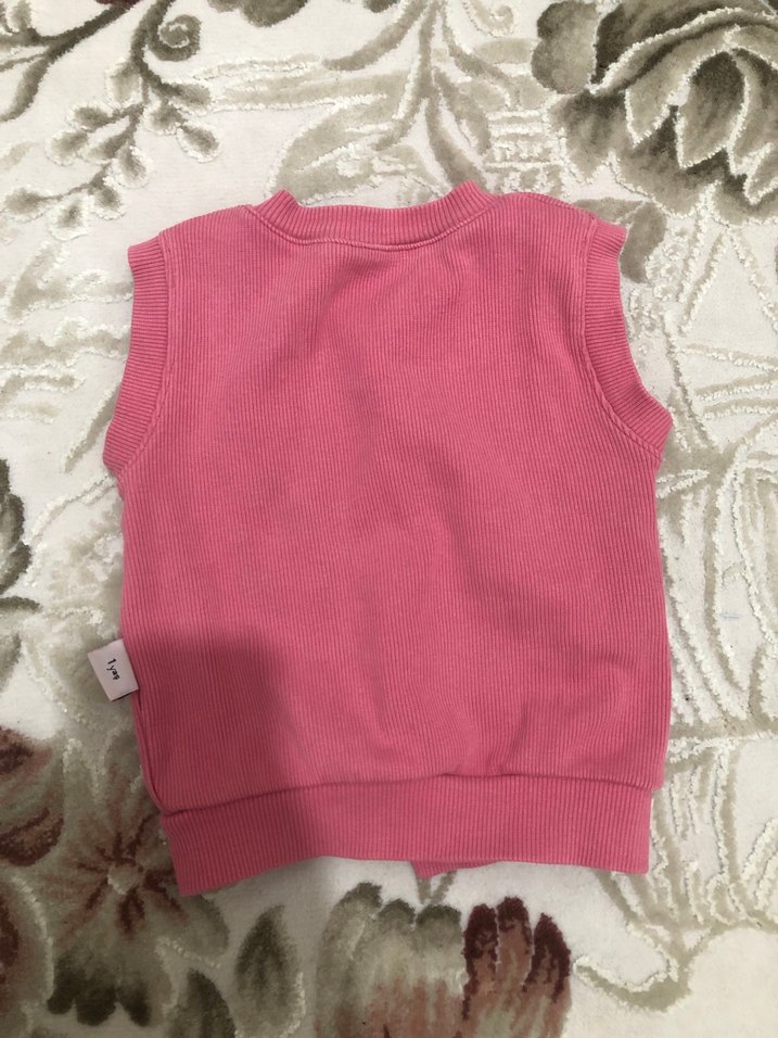 Düğmeli Pembe Kız Çocuk Kolsuz Yelek - Görsel 2