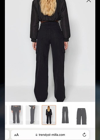 Siyah yüksek bel kargo Pantolon - Görsel 8