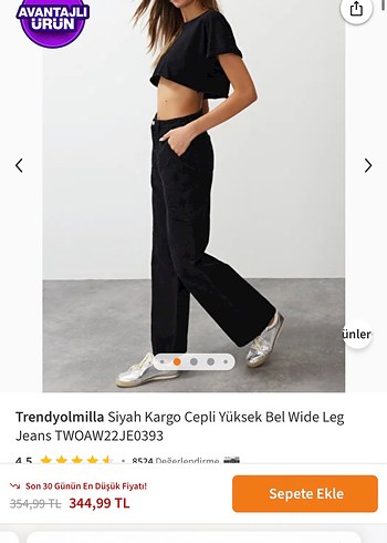 Siyah yüksek bel kargo Pantolon - Görsel 6