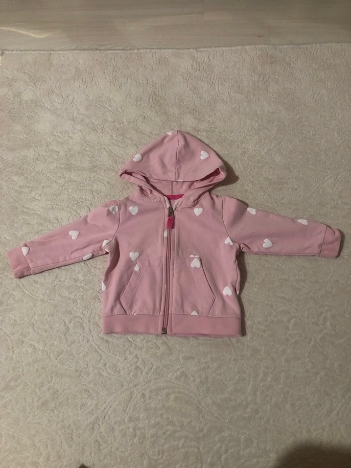 Kız Çocuk Gri Kapüşonlu Nakışlı Ceket - Görsel 3