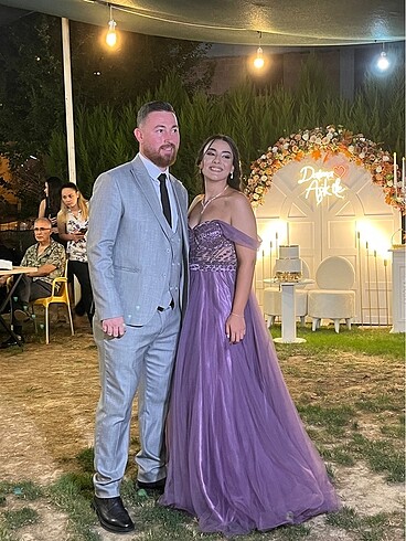 xl Beden mor Renk Nişan elbisesi
