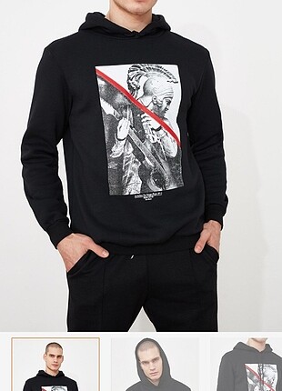 siyah erkek baskılı sweatshirt