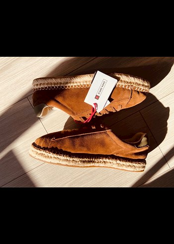 Zara Erkek Kahverengi Orijinal Deri Süet Erkek Espadril - Görsel 3