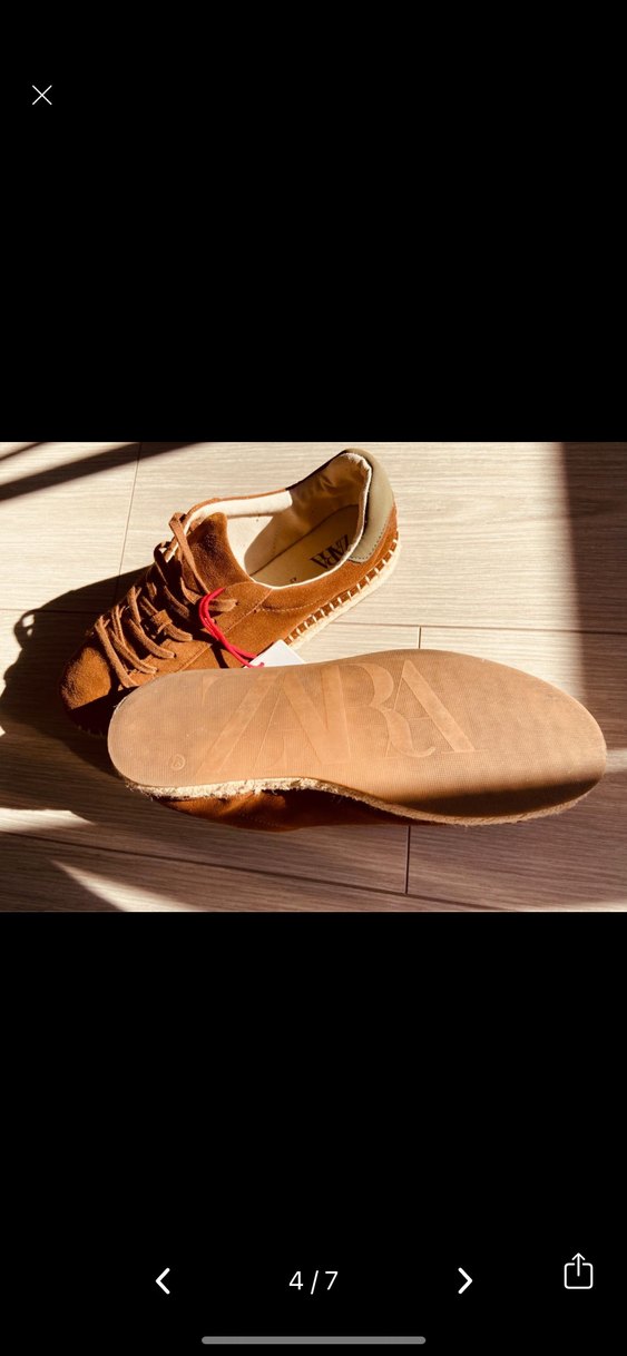 Zara Erkek Kahverengi Orijinal Deri Süet Erkek Espadril - Görsel 4