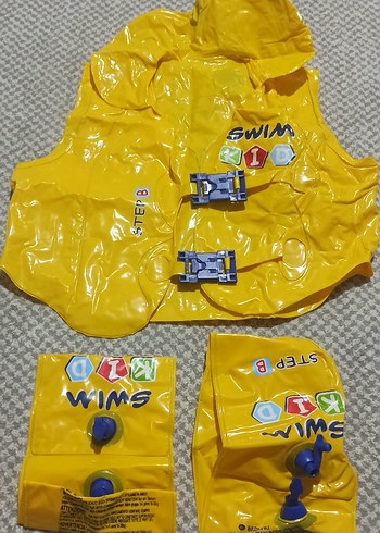 Swimtrainer Canli Sari Cocuk Yuzme Yelegi Ve Kolluk