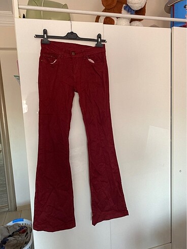 Bordo İspanyol paça pant