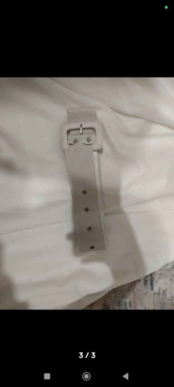 Beyaz Kemerli Kolsuz Mini Elbise - Görsel 3