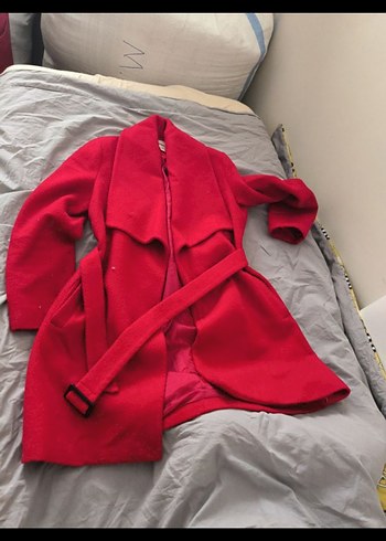 Koton Kırmızı Kuşaklı Kadın Midi Kaban - Görsel 2