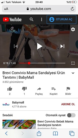  Beden Brevi mama sandalyesi
