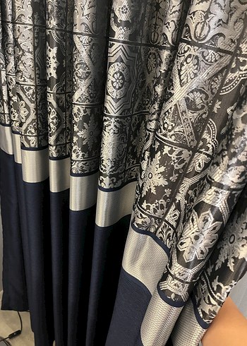 Nakışlı Lacivert Perde - Görsel 4