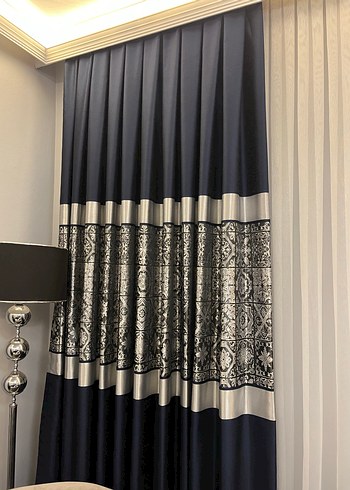 Nakışlı Lacivert Perde - Görsel 2