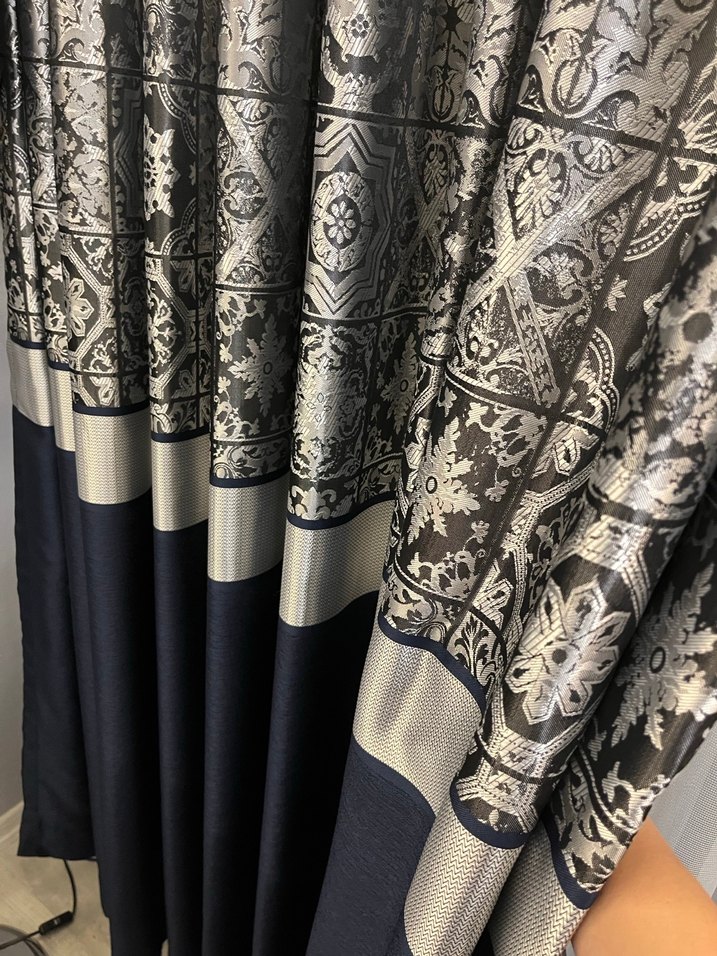 Nakışlı Lacivert Perde - Görsel 4