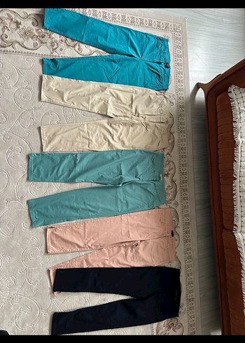kadın Pastel Renkli keten likralı Pantolonlar