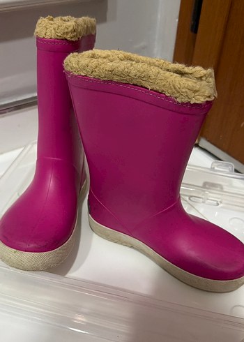 Kız Çocuk Pembe Kürk Detaylı Lastik Bot - Görsel 2