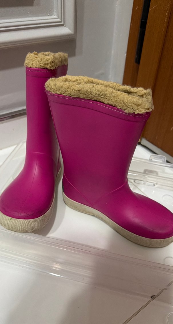 Kız Çocuk Pembe Kürk Detaylı Lastik Bot - Görsel 2