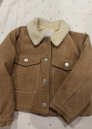 Kız Çocuk Kahverengi Süet Düğmeli Ceket - Görsel 2