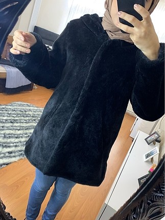 Şapkalı peluş kaban