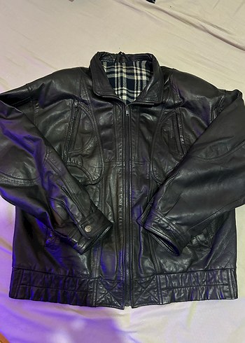 vintage gerçek deri ceket - Görsel 4