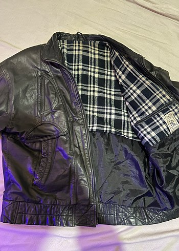 vintage gerçek deri ceket - Görsel 8