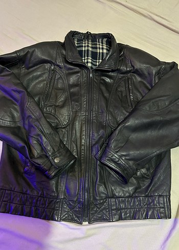 vintage gerçek deri ceket - Görsel 5