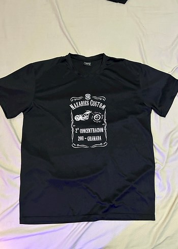 Siyah Baskılı Biker Tişört - Görsel 2