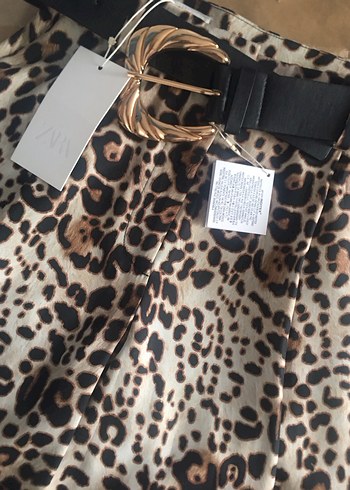 Zara Kemerli Leopar Desenli  Bol Paça Pantolon - Görsel 6