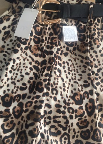 Zara Kemerli Leopar Desenli  Bol Paça Pantolon - Görsel 9