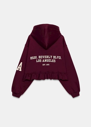 Zara Bordo Robalı Kadın Sweatshirt - Görsel 5