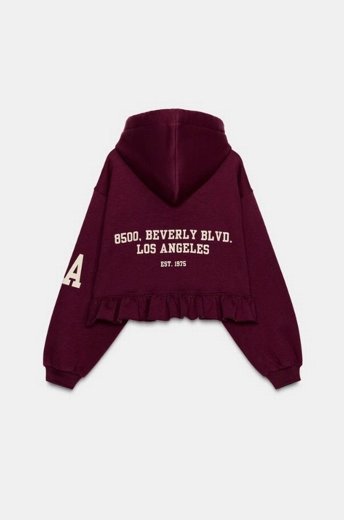 Zara Bordo Robalı Kadın Sweatshirt - Görsel 5