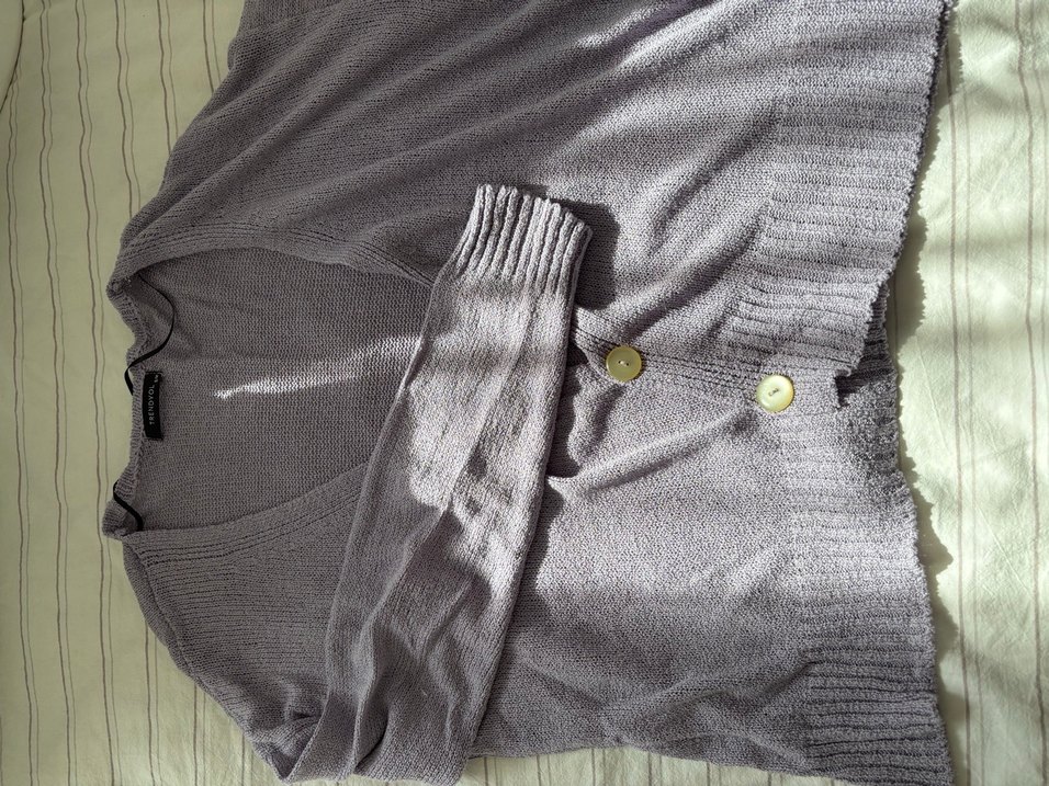 Lila Düğmeli Midi Kadın Hırka - Görsel 3