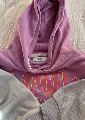 Pembe Gri kız çocuk Kapüşonlu Sweatshirt - Görsel 2