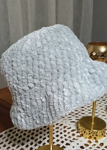 Gri Örgü bayan  Şapka ve Boyunluk Seti - Görsel 4