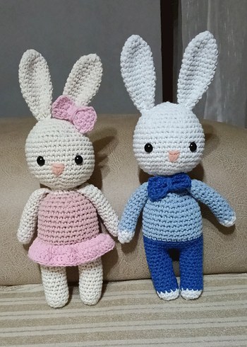 Pastel Renkli Beyaz Tavşan Peluş Oyuncak