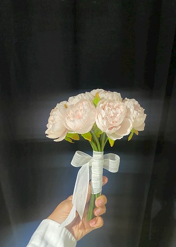 Beden beyaz Renk Dantel Detaylı Pastel Beyaz Gelin Buketi