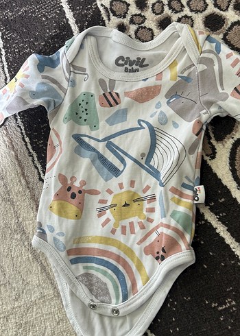 Çok Renkli Baskılı Uzun Kollu Bebek Body - Görsel 2