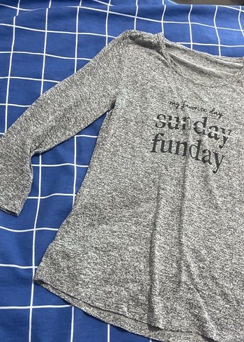 Gri Triko Uzun Kollu Tişört - Görsel 2